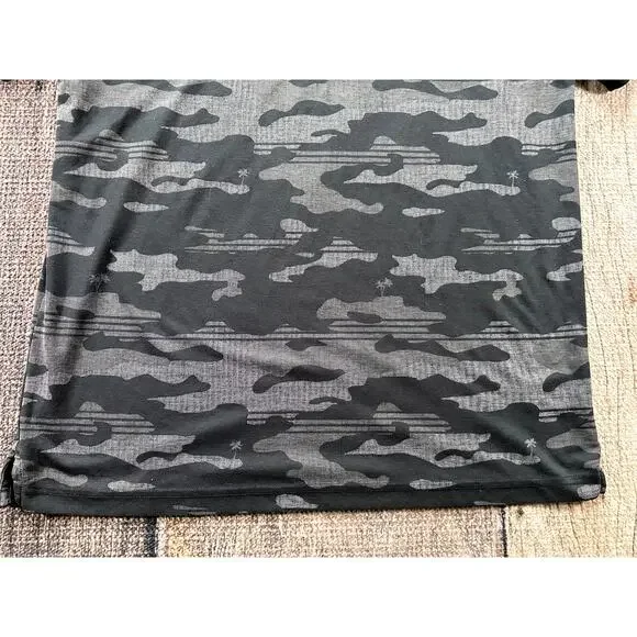 Travis Mathew Camouflage Polo Shirt Mens XXL Black Gray Cotton Polyester - Picture 4 of 8